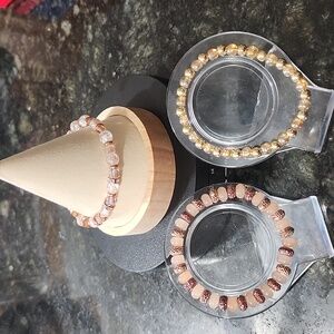 Beaded Beaded Bracelet Set in Gold, Bronze and Pink